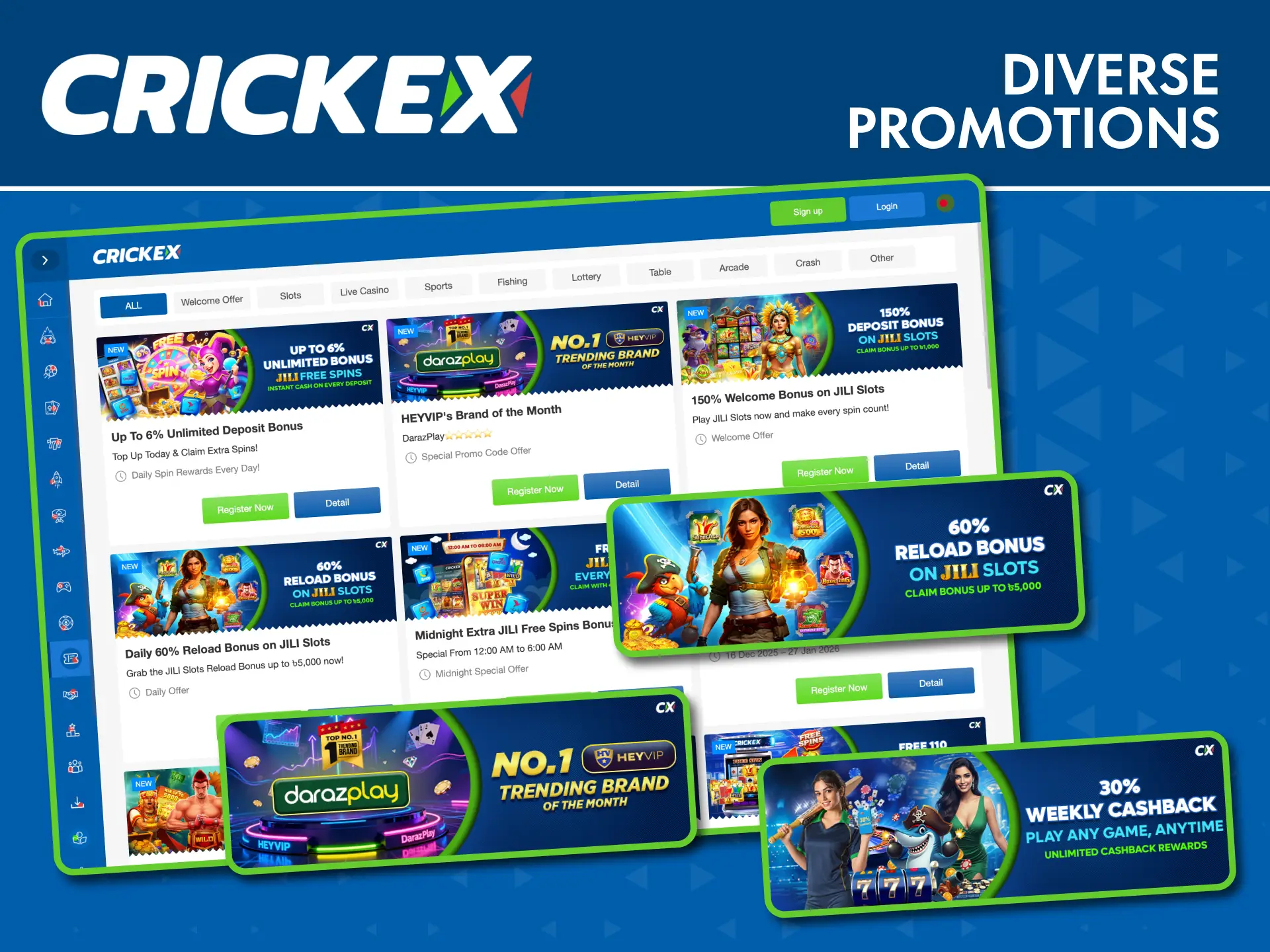 Explore diverse bonuses and rewards on Crickex and start playing today.