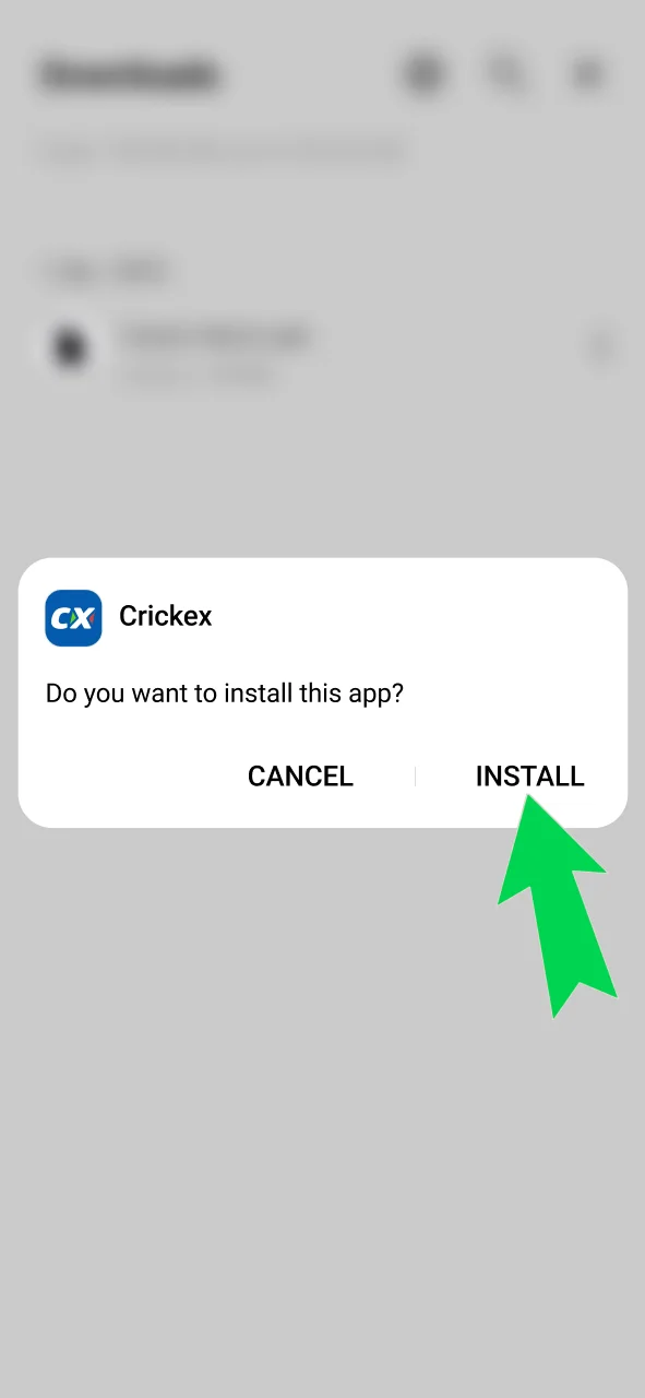 Return to the Crickex APK file and complete the app installation.