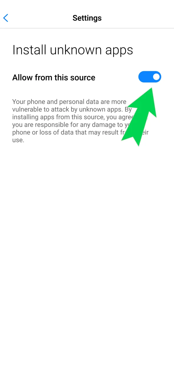 Enable unknown sources to install the Crickex APK on your device.