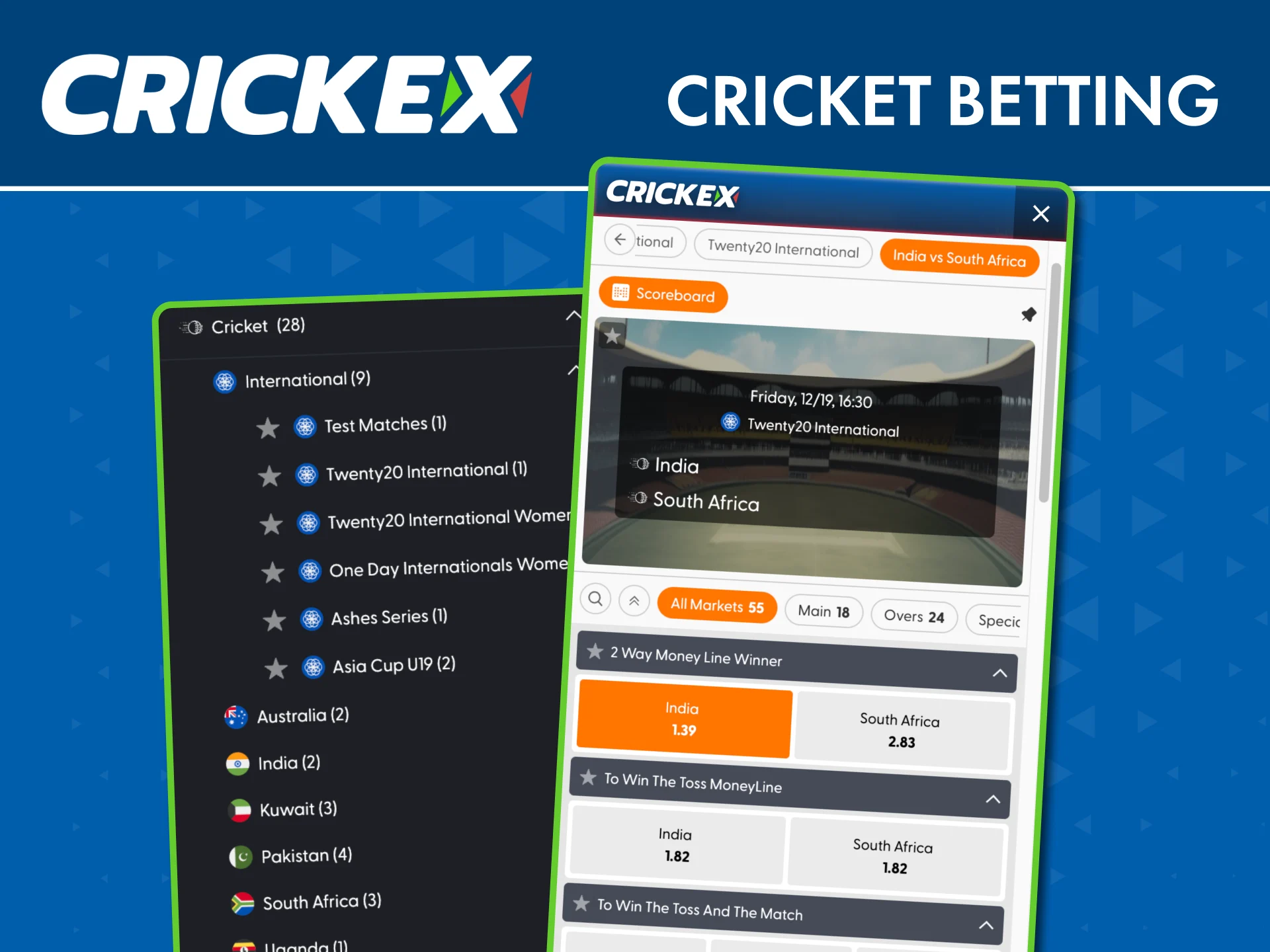 Bet on major cricket tournaments easily with the Crickex app.