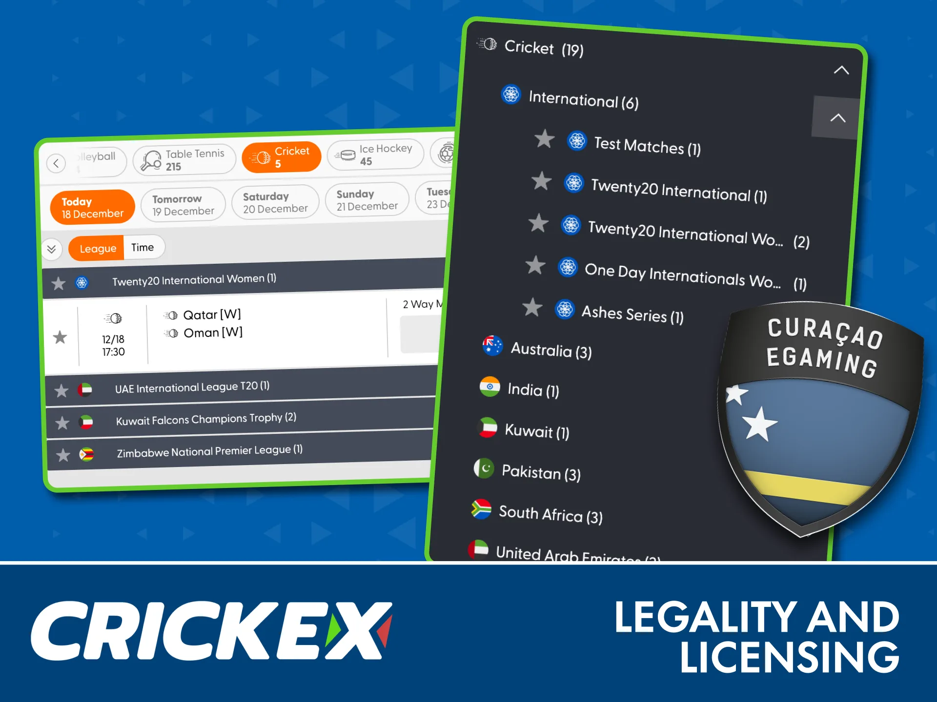 Play safely on Crickex, licensed by the Curacao Gambling Commission.
