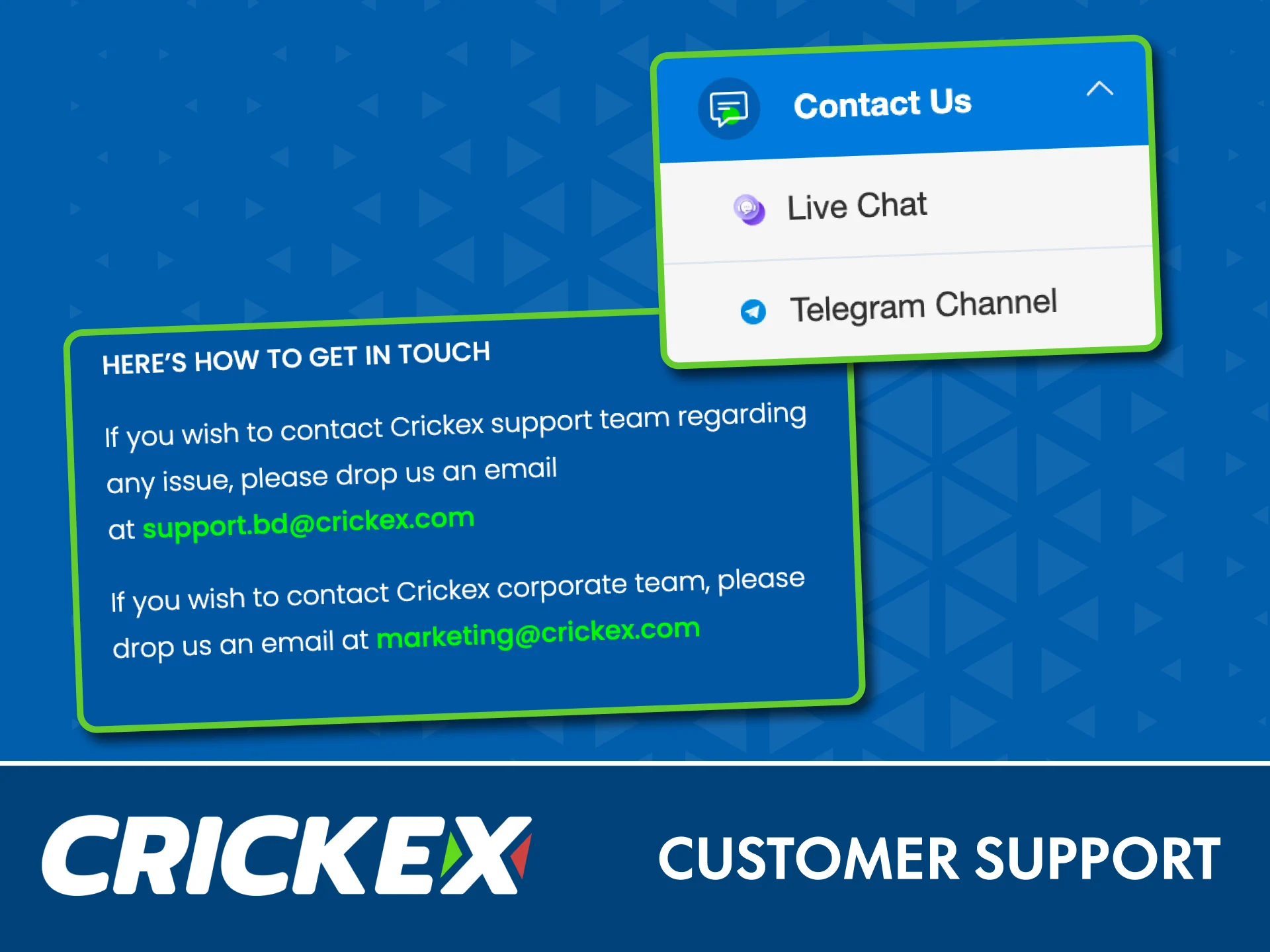 Crickex customer support answers quickly in Bengali via chat or email.