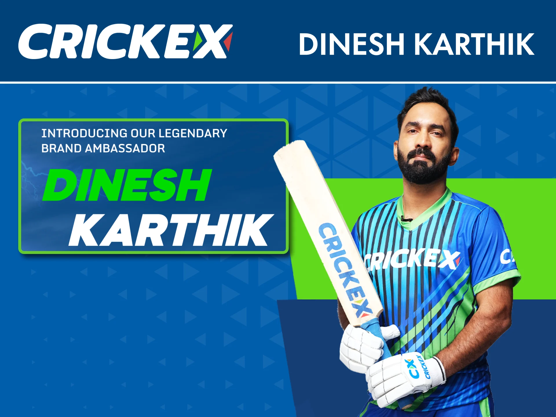Follow Crickex ambassador Dinesh Karthik for cricket updates and promotions.