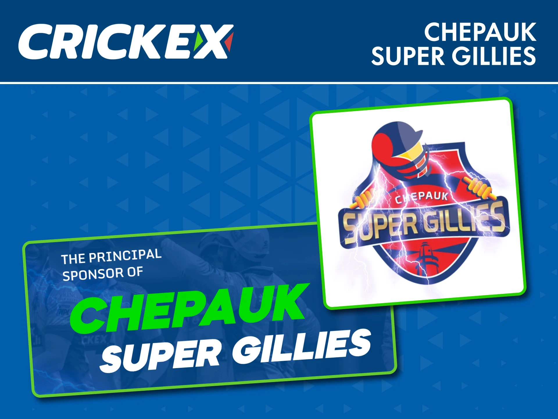 Support young talents through Chepauk Super Gillies with Crickex sponsorship.