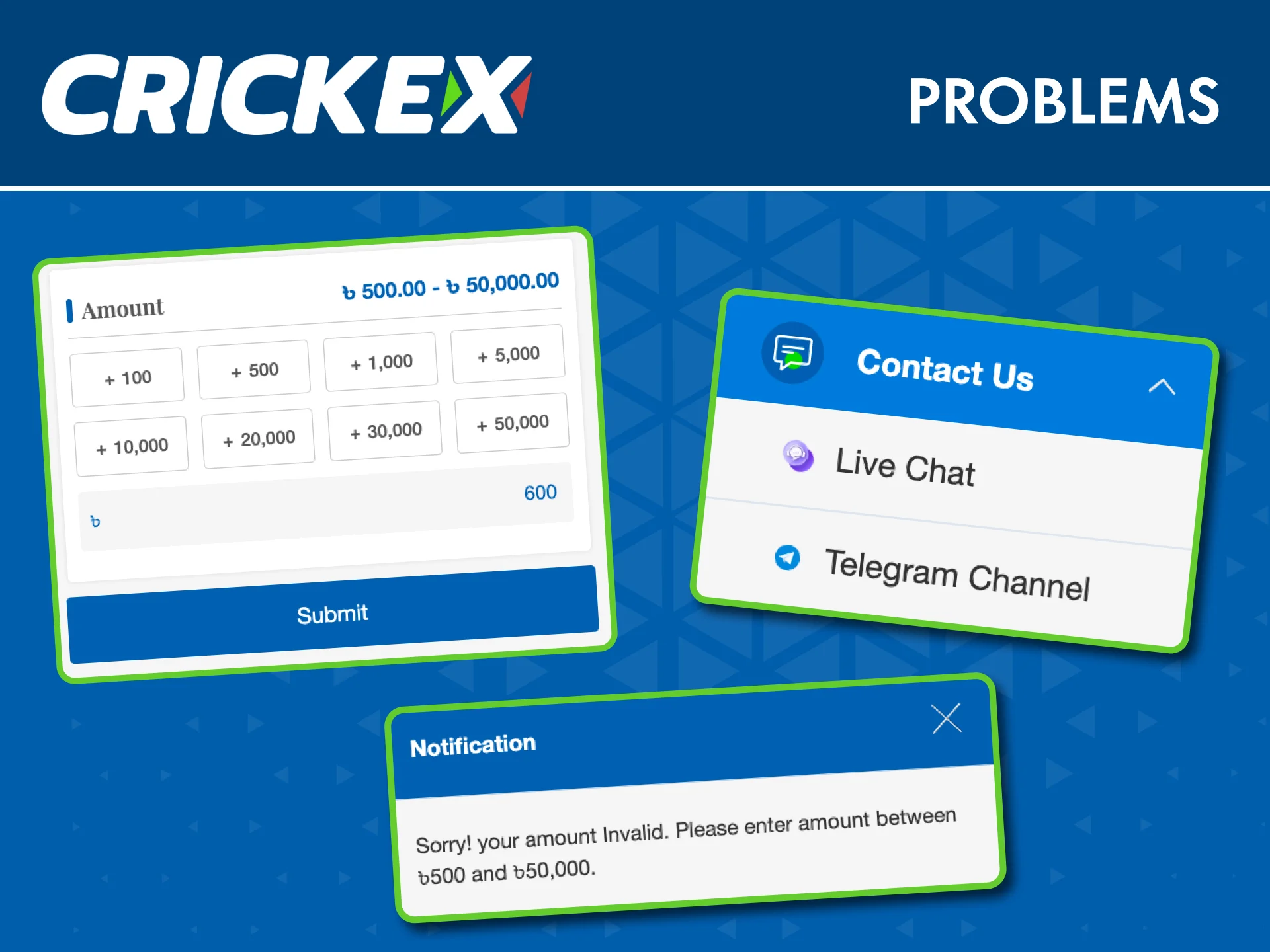Solve deposit and withdrawal issues on Crickex quickly with support assistance.
