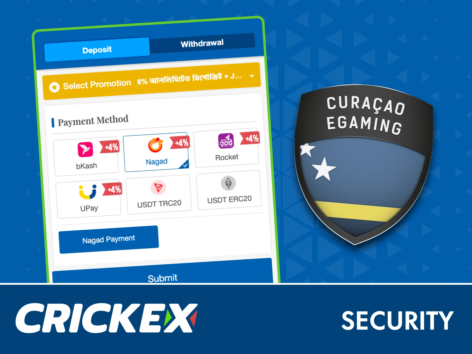 Trust Crickex for secure deposits and withdrawals protected by international standards.