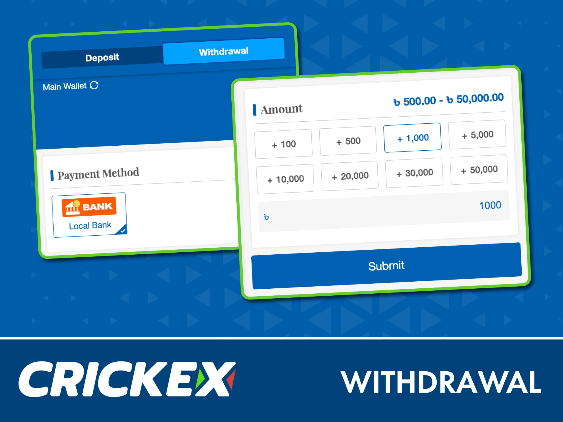 Withdraw your winnings from Crickex easily and get your money fast.